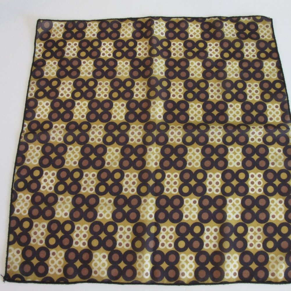 BCBG Modern Black & Yellow Circles Silk 17" x 17" Vintage